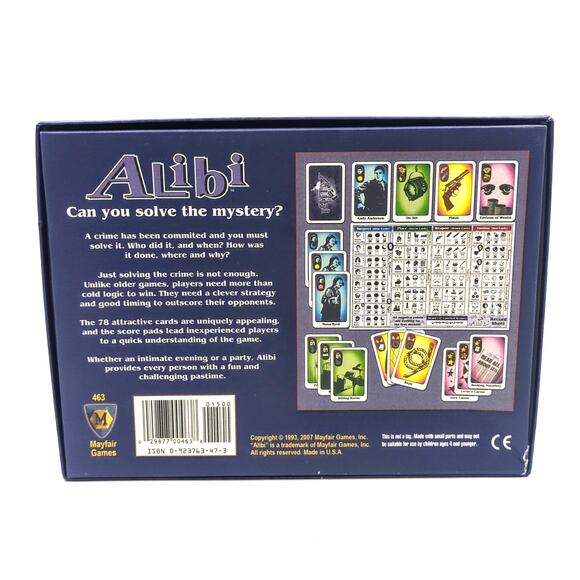 ALIBI Whodunit Card Game by Mayfair Crime Solving Mystery Box Complete in Box - Picture 3 of 5